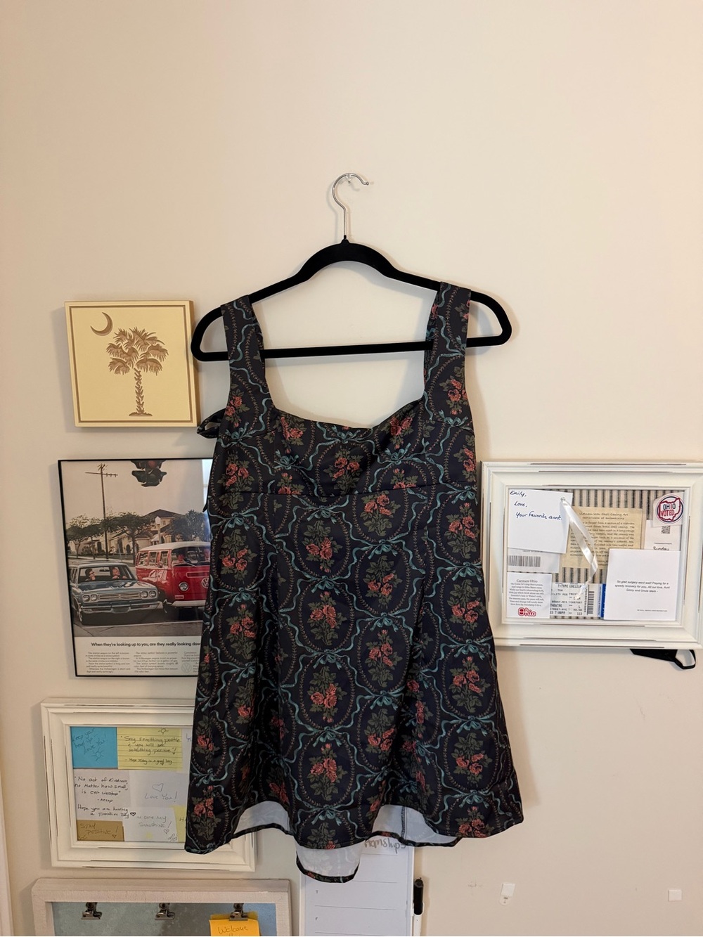 NWOT Urban Outfitters Black Floral A-Line Tank Dress